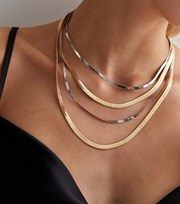 New Look Silver and Gold Textured 4 Layered Necklace